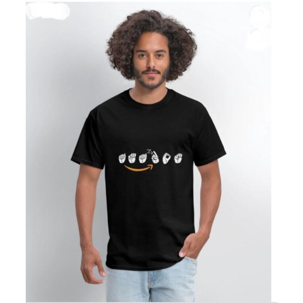 Amazon Black Unisex Tee Sign Language - Size Large